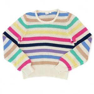 Gap Striped Multicolored Women’s Crochet Crewneck Sweater